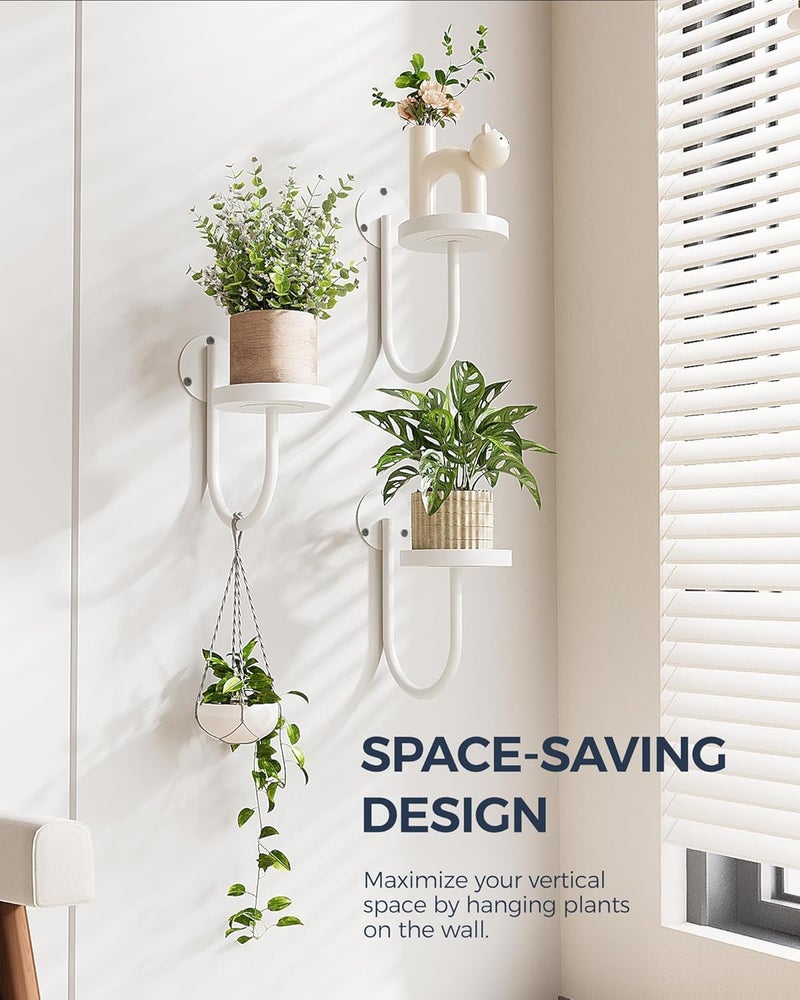 Bamworld Wall Plant Holder Wall Planters for Indoor Plants Plant Hanger Indoor Window Plant Shelves Hanging Plant Holder Window Plant Hanger Plant Decor White 3pcs - Image 2